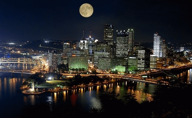 Pittsburgh on a Full Moon Night